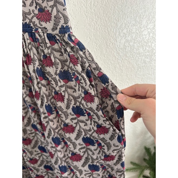 Natural Life Floral Overall Cotton Midi Dress Button Front Waist Cotton M Modest - Picture 13 of 15